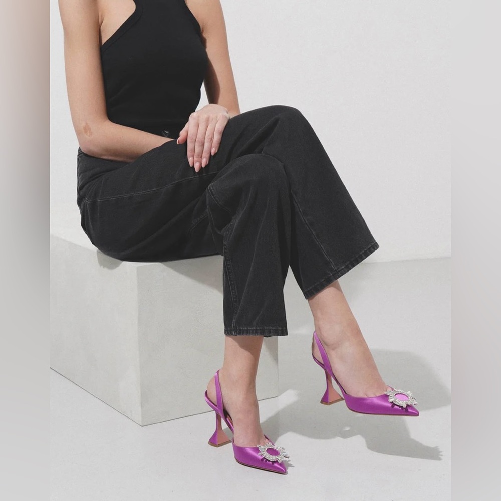 Amina Muaddi Purple Begum Slingbacks - Picture 6 of 6